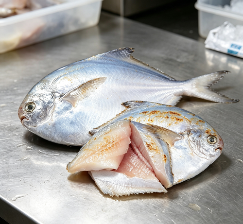 Fresh Silver Pomfret - Whole & Fillet Cuts
