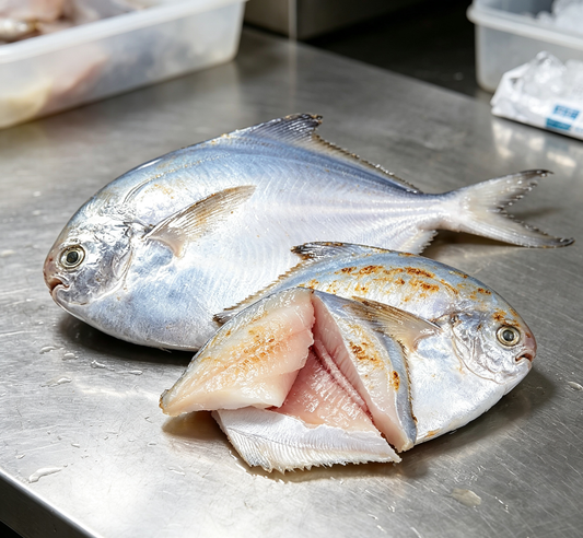 Fresh Silver Pomfret - Whole & Fillet Cuts