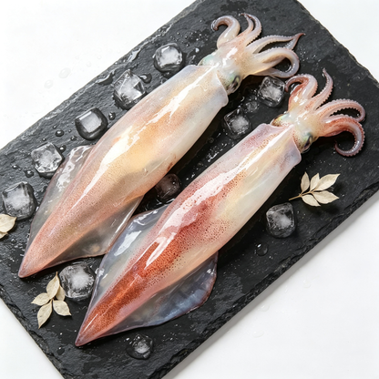 Frozen Whole Raw Squid - Clean, Tender & Ready to Cook